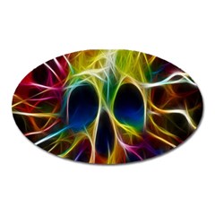 Skulls Multicolor Fractalius Colors Colorful Oval Magnet by BangZart