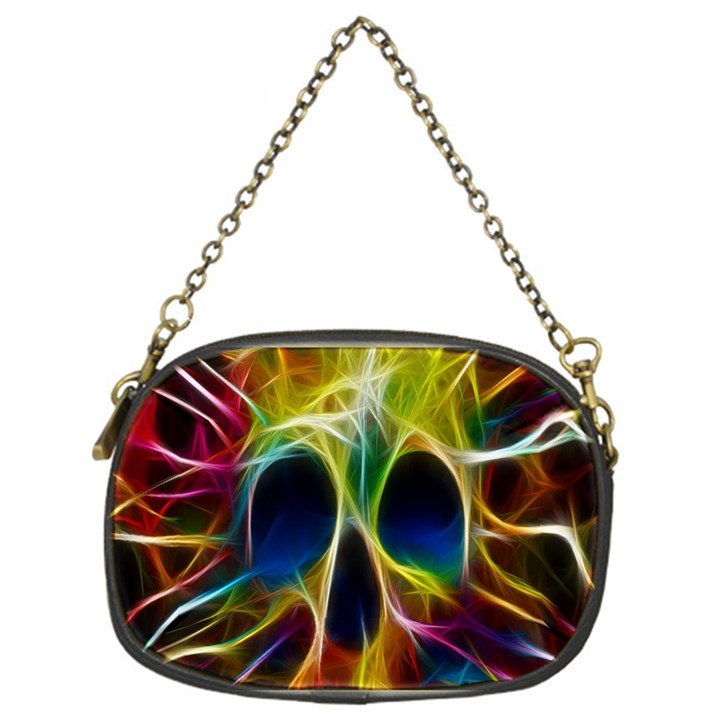 Skulls Multicolor Fractalius Colors Colorful Chain Purses (One Side) 