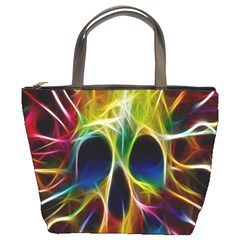 Skulls Multicolor Fractalius Colors Colorful Bucket Bags by BangZart