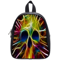 Skulls Multicolor Fractalius Colors Colorful School Bags (small)  by BangZart