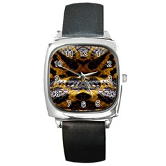 Textures Snake Skin Patterns Square Metal Watch by BangZart