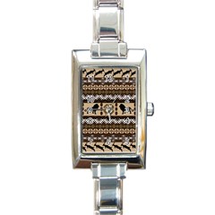 Lion African Vector Pattern Rectangle Italian Charm Watch by BangZart