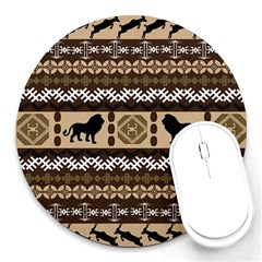 Lion African Vector Pattern Round Mousepads by BangZart