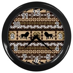 Lion African Vector Pattern Wall Clocks (black) by BangZart