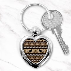 Lion African Vector Pattern Key Chains (heart)  by BangZart