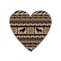 Lion African Vector Pattern Heart Magnet by BangZart