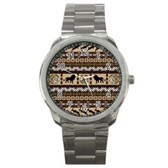 Lion African Vector Pattern Sport Metal Watch by BangZart