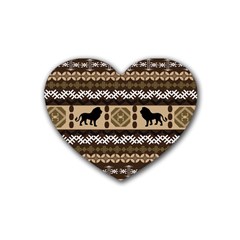 Lion African Vector Pattern Heart Coaster (4 Pack)  by BangZart