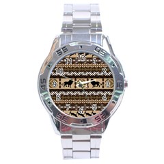 Lion African Vector Pattern Stainless Steel Analogue Watch by BangZart