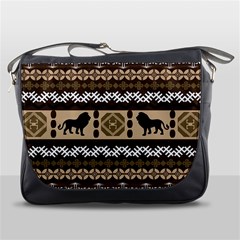 Lion African Vector Pattern Messenger Bags by BangZart