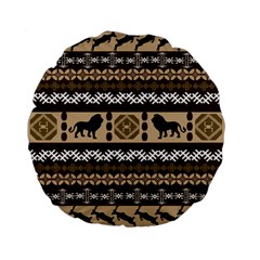 Lion African Vector Pattern Standard 15  Premium Flano Round Cushions by BangZart