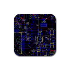 Technology Circuit Board Layout Rubber Coaster (square)  by BangZart