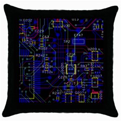 Technology Circuit Board Layout Throw Pillow Case (black) by BangZart