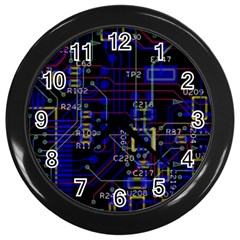 Technology Circuit Board Layout Wall Clocks (black) by BangZart