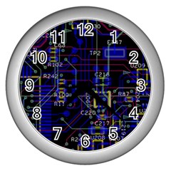 Technology Circuit Board Layout Wall Clocks (silver)  by BangZart