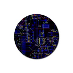 Technology Circuit Board Layout Rubber Coaster (round)  by BangZart