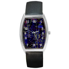 Technology Circuit Board Layout Barrel Style Metal Watch by BangZart