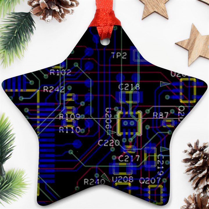 Technology Circuit Board Layout Star Ornament (Two Sides)