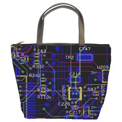 Technology Circuit Board Layout Bucket Bags by BangZart