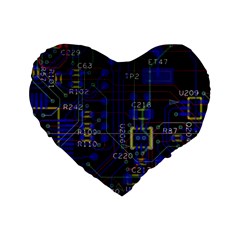 Technology Circuit Board Layout Standard 16  Premium Heart Shape Cushions by BangZart