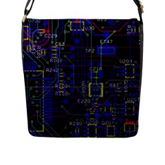 Technology Circuit Board Layout Flap Messenger Bag (l)  by BangZart