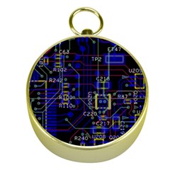 Technology Circuit Board Layout Gold Compasses by BangZart