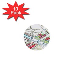 Paris Map 1  Mini Buttons (10 Pack)  by BangZart