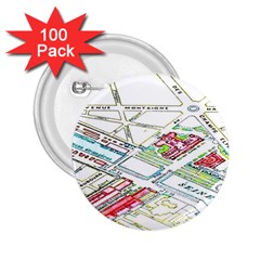 Paris Map 2 25  Buttons (100 Pack)  by BangZart