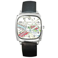 Paris Map Square Metal Watch by BangZart