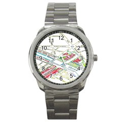 Paris Map Sport Metal Watch by BangZart