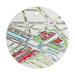 Paris Map Round Ornament (two Sides) by BangZart