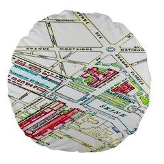 Paris Map Large 18  Premium Flano Round Cushions by BangZart