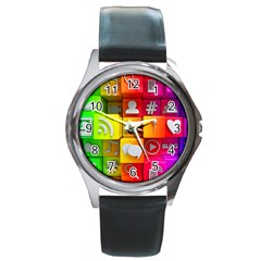 Colorful 3d Social Media Round Metal Watch by BangZart