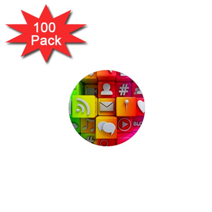 Colorful 3d Social Media 1  Mini Magnets (100 pack) 