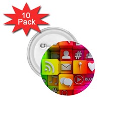 Colorful 3d Social Media 1 75  Buttons (10 Pack) by BangZart