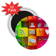 Colorful 3d Social Media 2 25  Magnets (10 Pack)  by BangZart