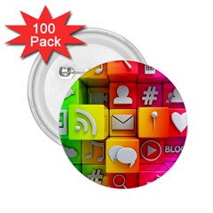 Colorful 3d Social Media 2 25  Buttons (100 Pack)  by BangZart