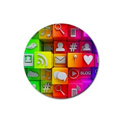 Colorful 3d Social Media Rubber Coaster (round)  by BangZart