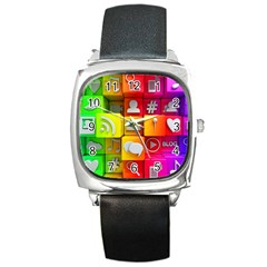 Colorful 3d Social Media Square Metal Watch by BangZart