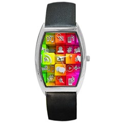 Colorful 3d Social Media Barrel Style Metal Watch by BangZart