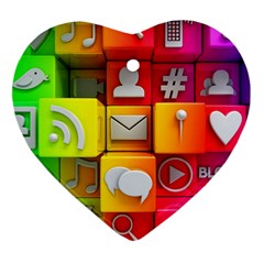 Colorful 3d Social Media Heart Ornament (two Sides) by BangZart