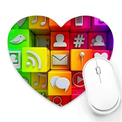 Colorful 3d Social Media Heart Mousepads by BangZart