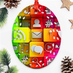 Colorful 3d Social Media Oval Filigree Ornament (two Sides) by BangZart