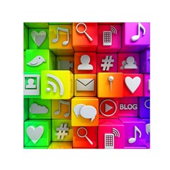 Colorful 3d Social Media Small Satin Scarf (square) by BangZart