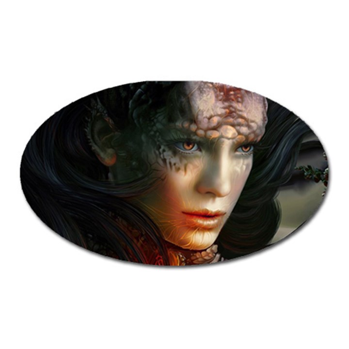 Digital Fantasy Girl Art Oval Magnet