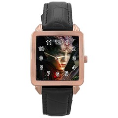 Digital Fantasy Girl Art Rose Gold Leather Watch  by BangZart