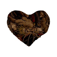 Chinese Dragon Standard 16  Premium Flano Heart Shape Cushions by BangZart