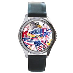 United States Of America Usa  Images Independence Day Round Metal Watch by BangZart