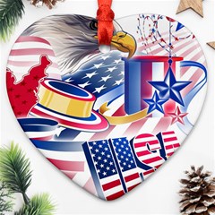 United States Of America Usa  Images Independence Day Heart Ornament (two Sides) by BangZart