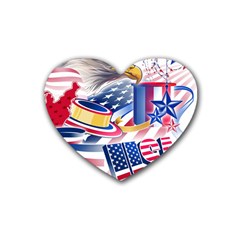 United States Of America Usa  Images Independence Day Rubber Coaster (heart)  by BangZart